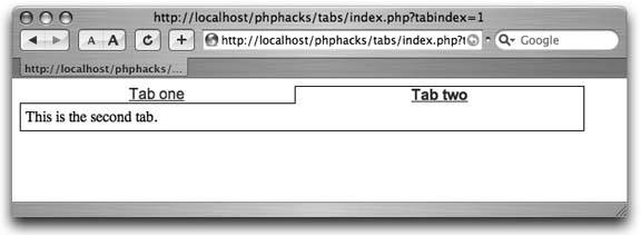 Hack 6. Add Tabs to Your Web Interface