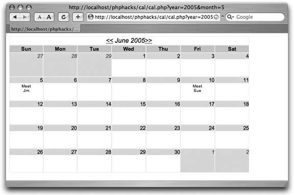 Hack 25. Create an Interactive Calendar