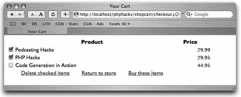 Hack 66. Create a Shopping Cart